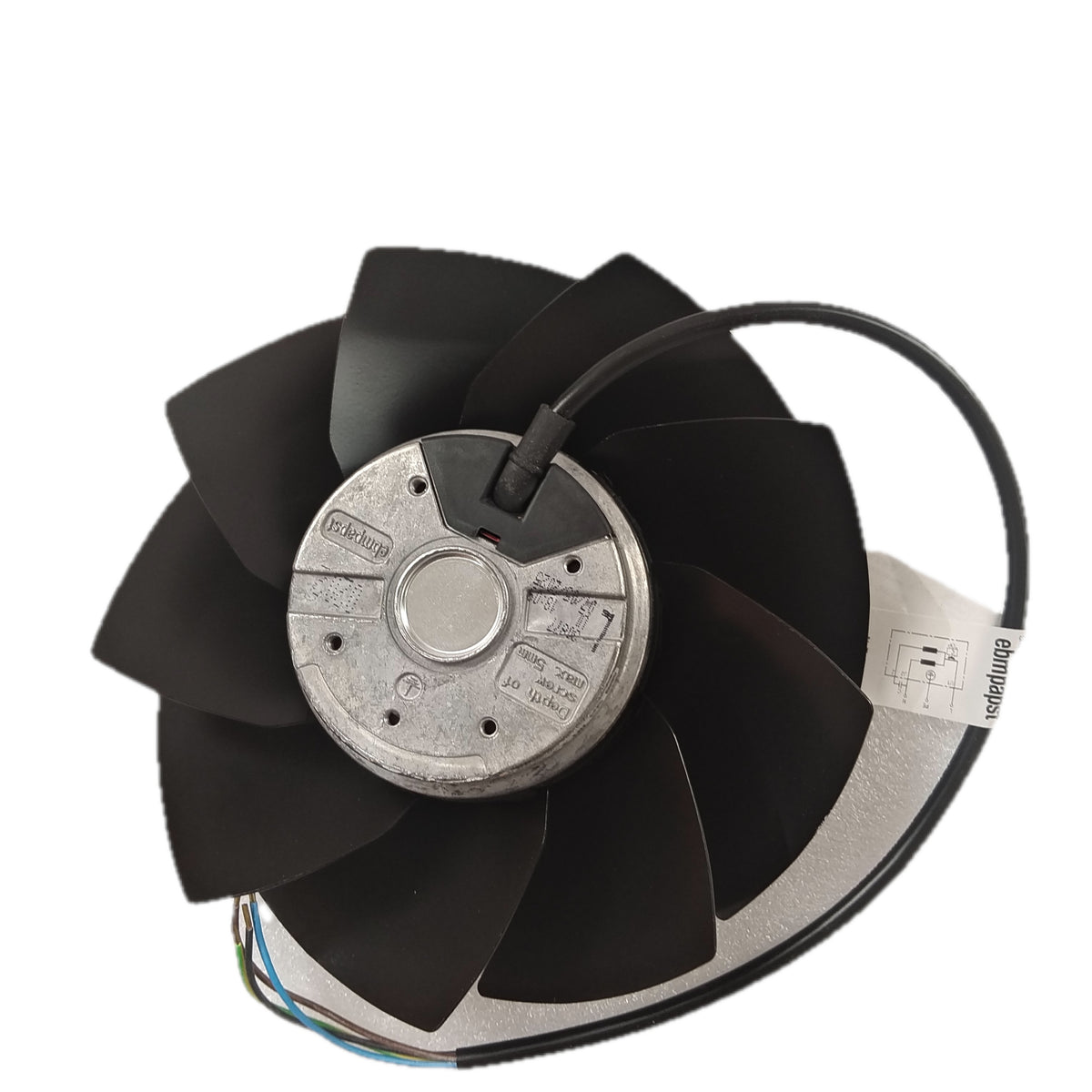 Front view of ebm-papst A2E200-AH38-01 axial fan