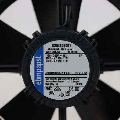 Nameplate detail of ebm-papst AC 4300H industrial fan