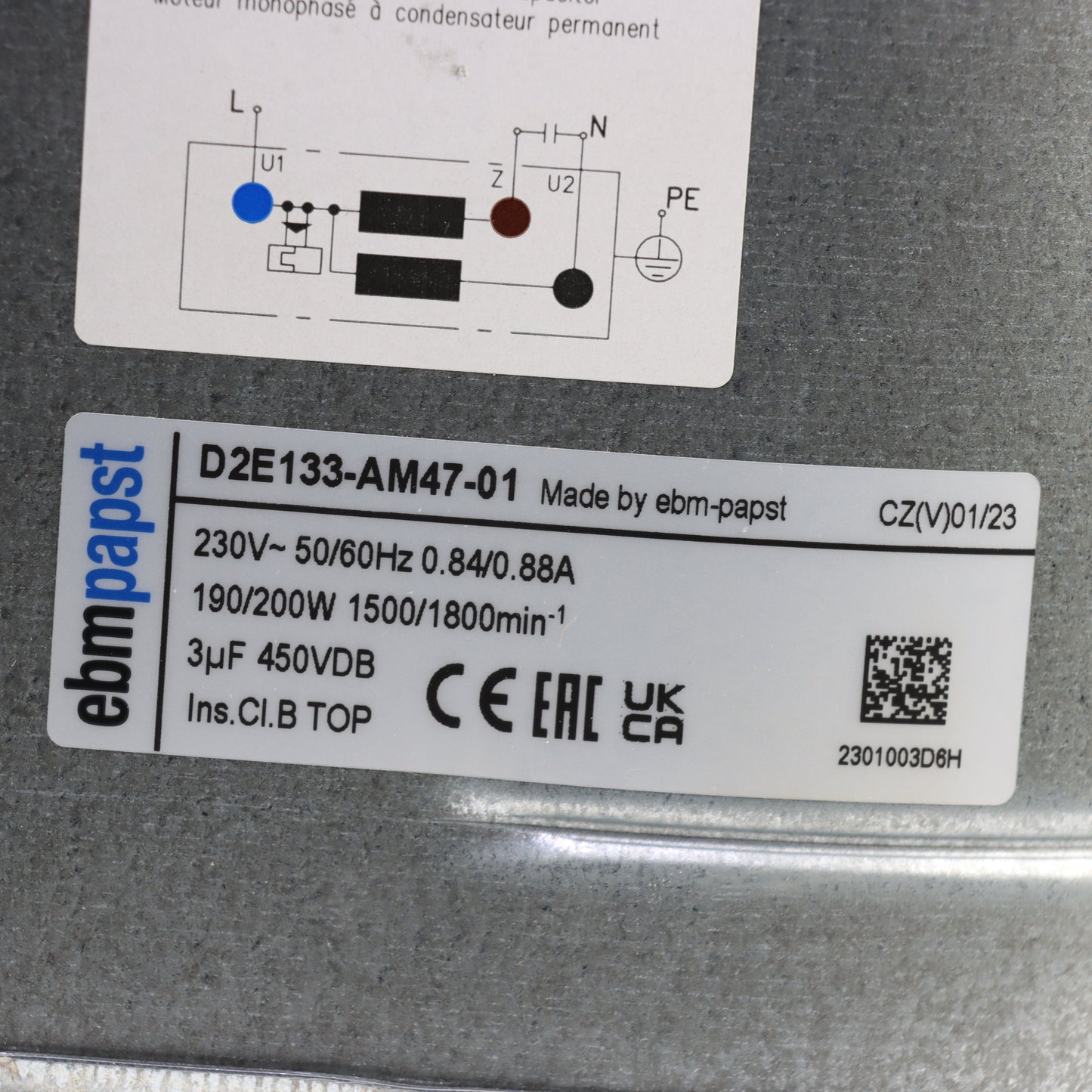 ebmpapst D2E133-AM47-01 Centrifugal Fan 230V 710m³/h for Solar Inverter Cooling
