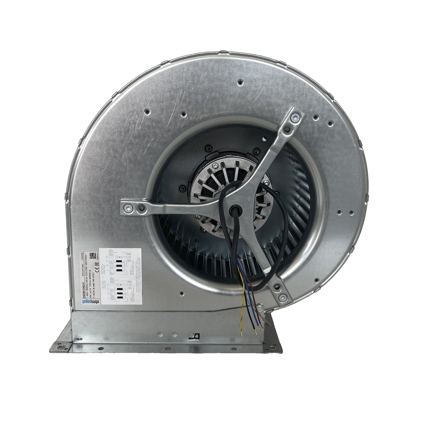 Front view of ebm-papst D4D250-CA02-01 centrifugal fan