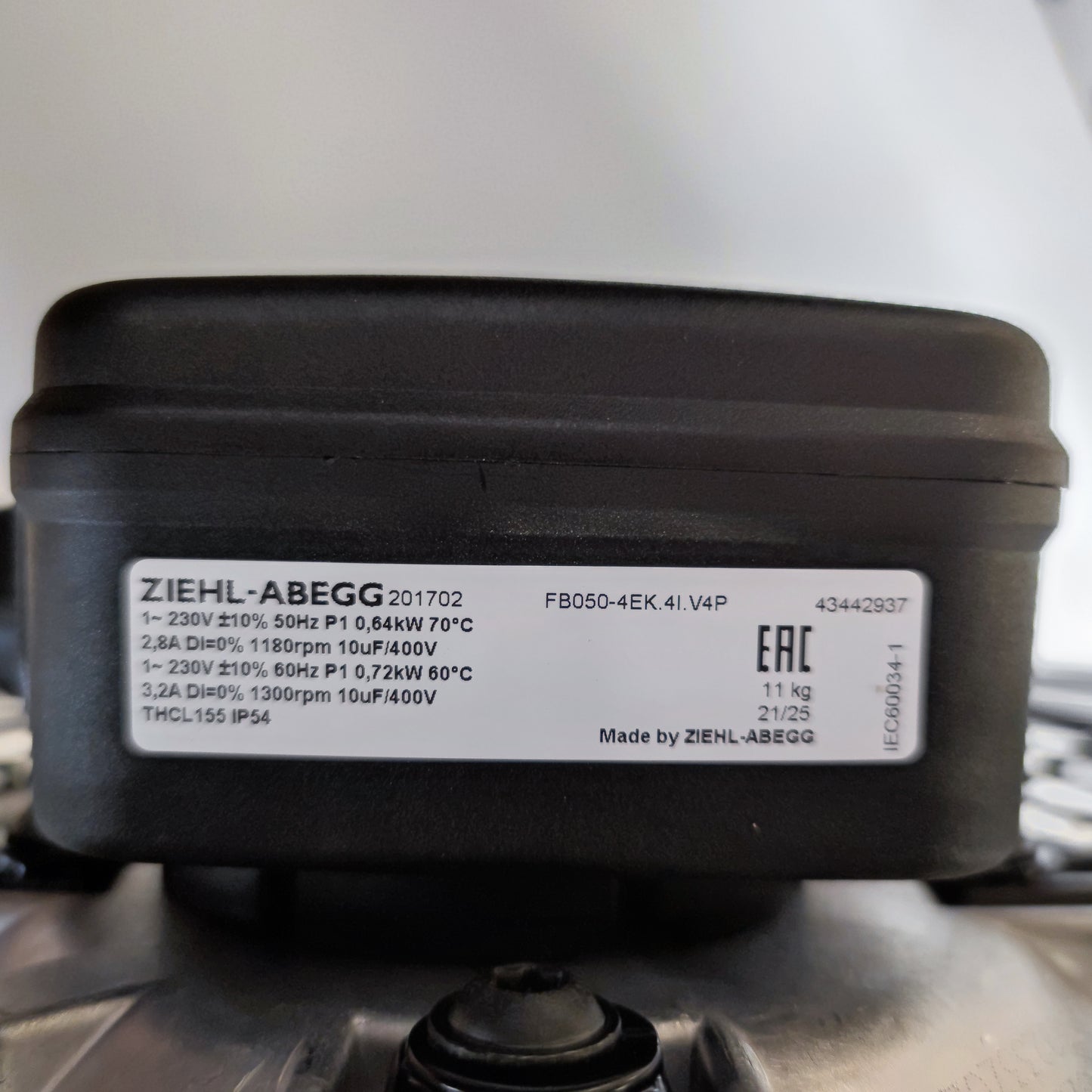 ZIEHL-ABEGG FB050-4EK.4I.V4P Axial Fan 500mm 1~230V 1180RPM 7010m³/h 640W 210Pa