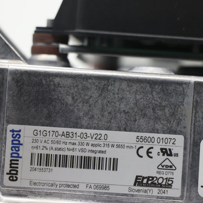 ebmpapst G1G170-AB31-03 Centrifugal Fan 170mm 230V 5650RPM 645m³/h 315W 3000Pa