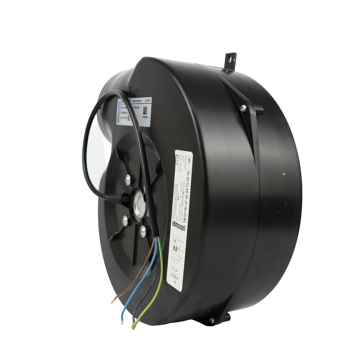 Back view of ebm-papst G2E140-NS38-01 centrifugal fan