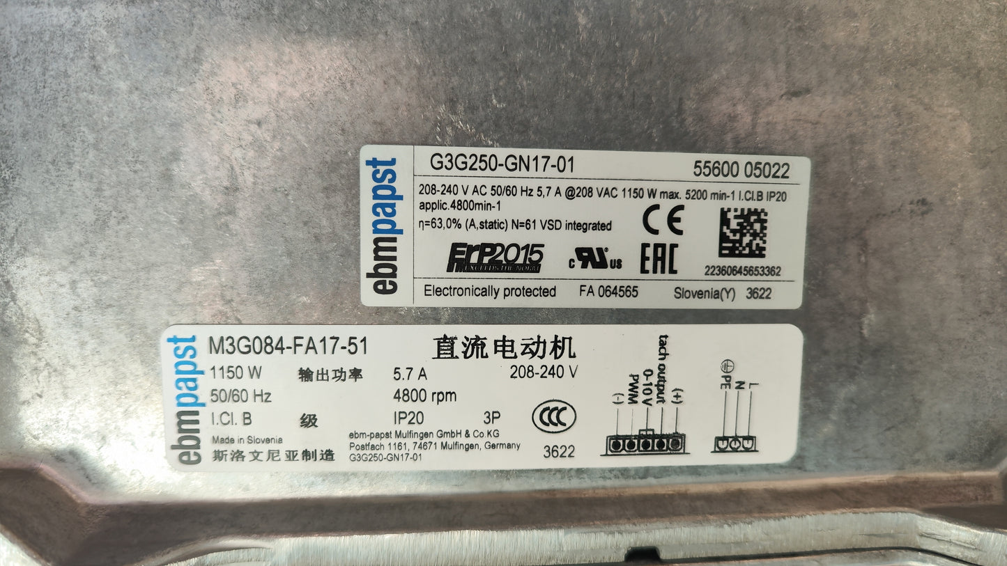 G3G250-GN17-01 5005RPM Centrifugal Fan by ebm-papst