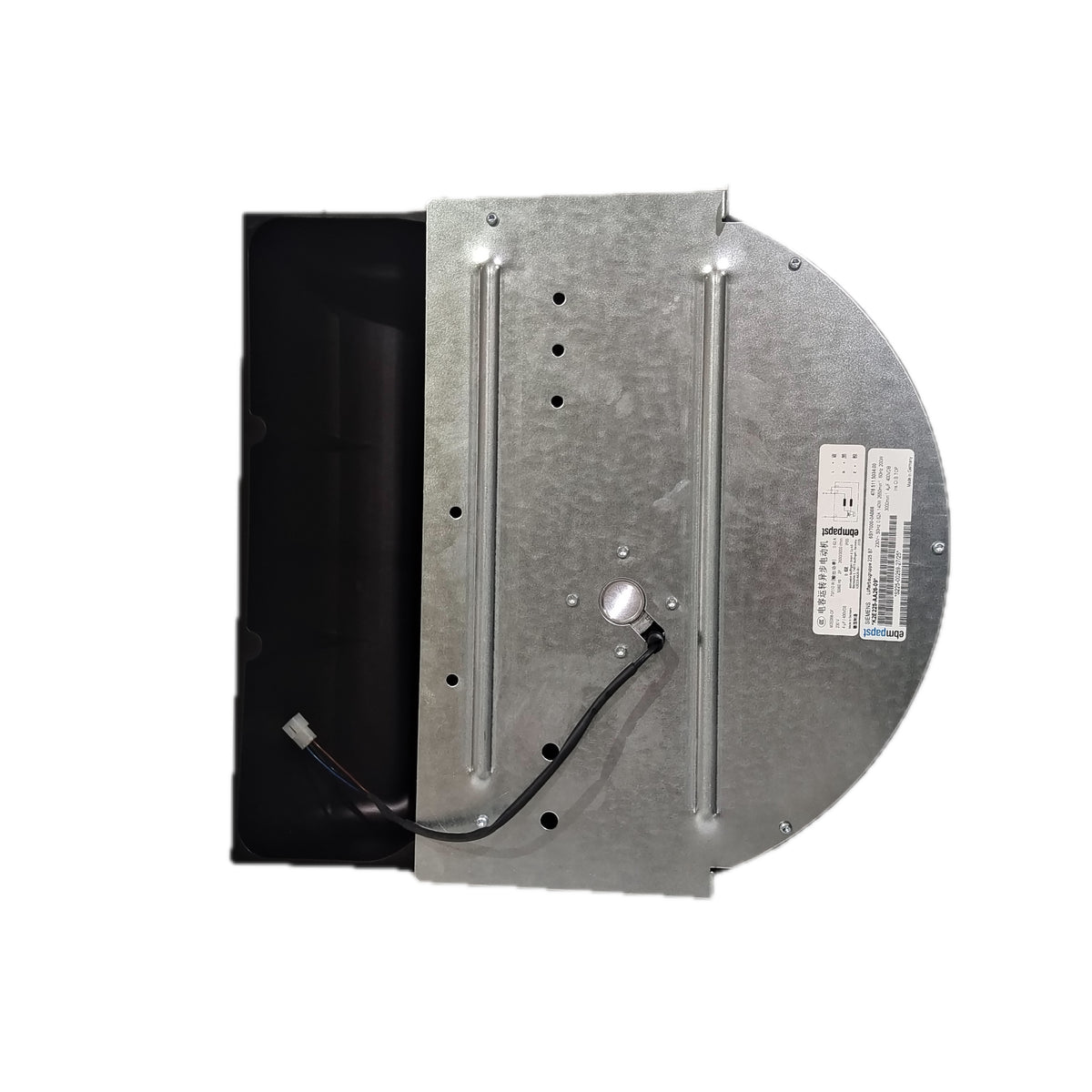 Side view of ebm-papst K2E225-AA26-09 centrifugal fan