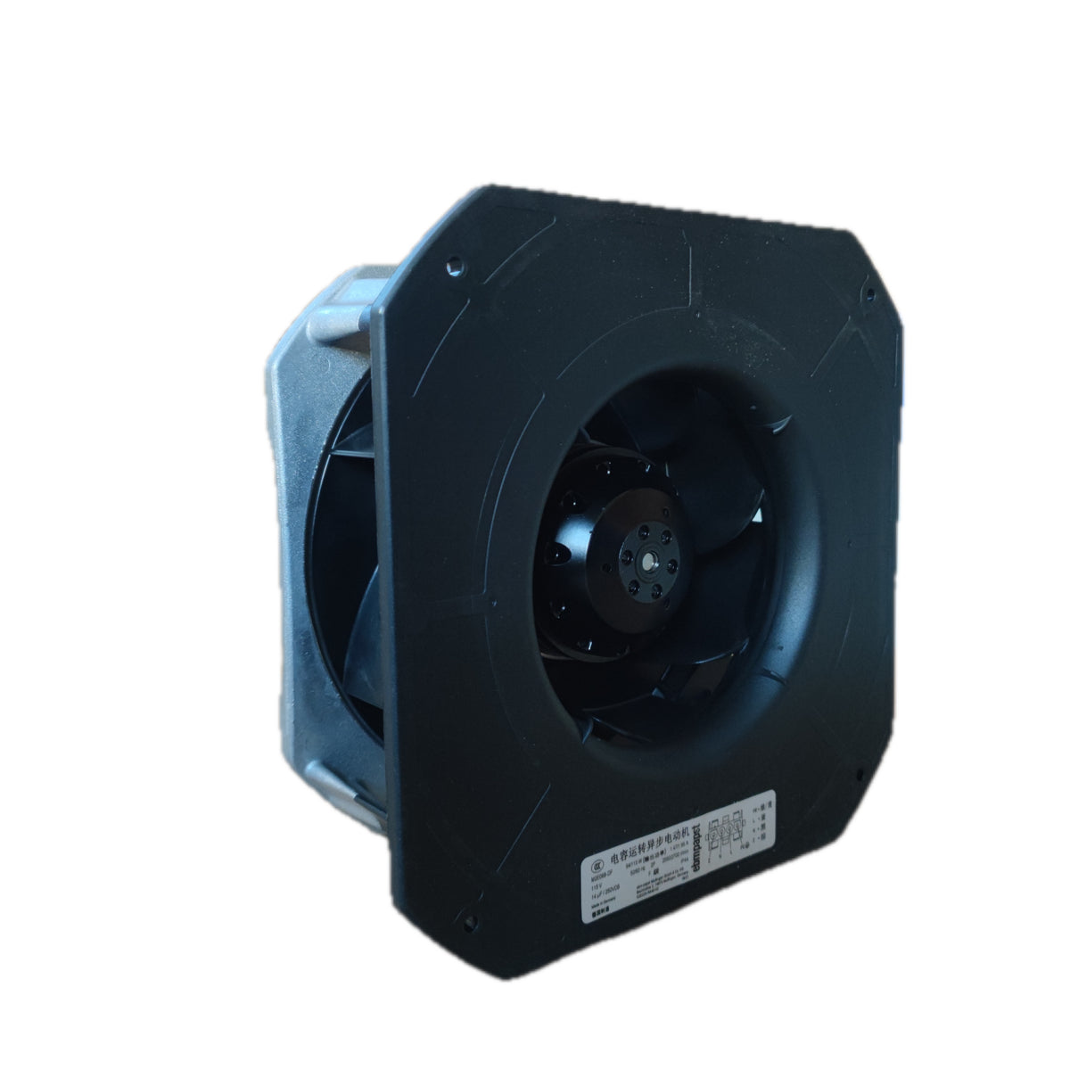 Front view of ebm-papst K2E225-RA40-02 centrifugal fan