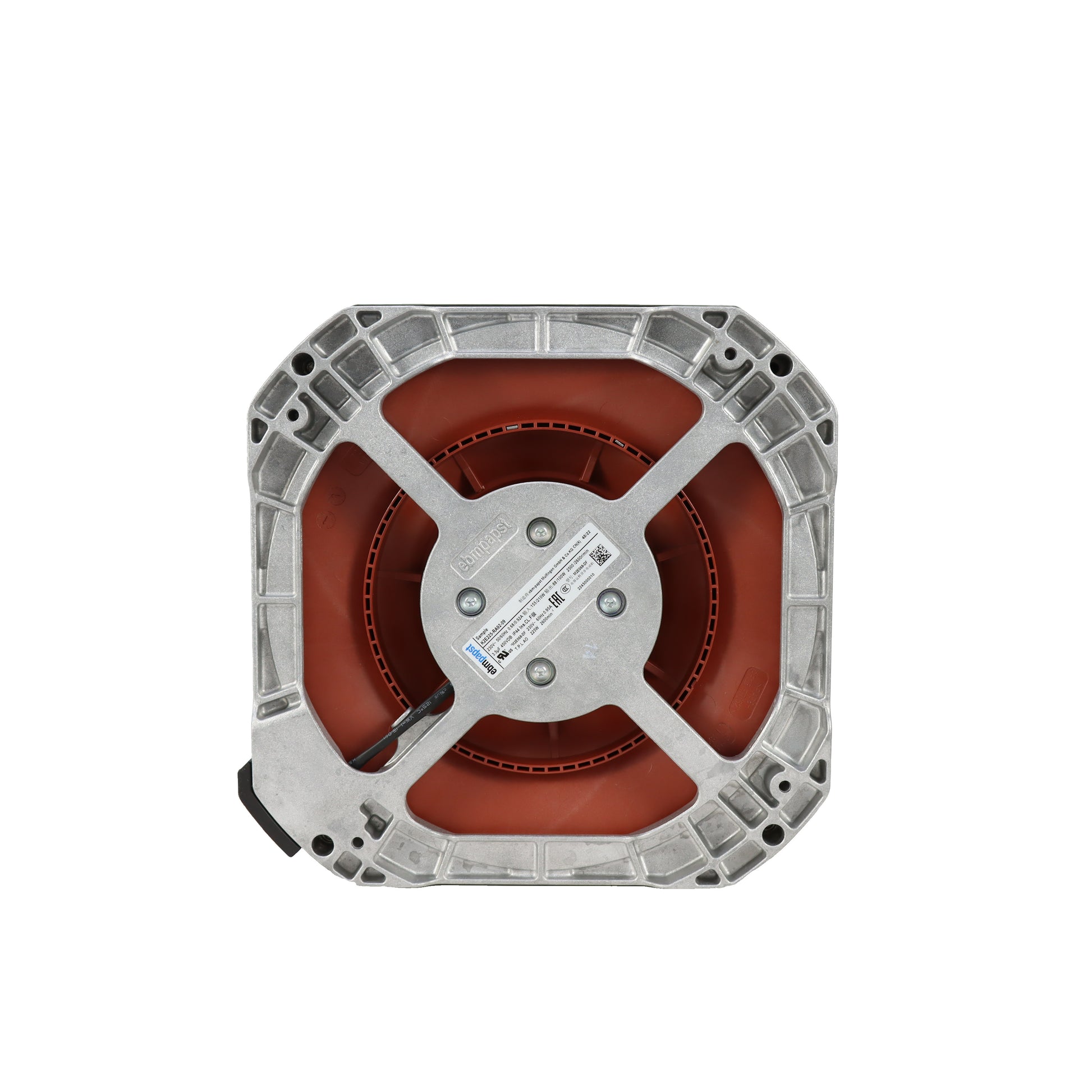 Front view of ebm-papst K2E225-RA92-09 centrifugal fan