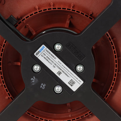 Nameplate detail of ebm-papst K2E250-RA50-01 centrifugal fan