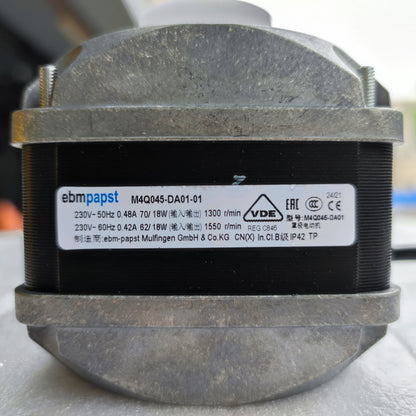 Nameplate detail of ebm-papst M4Q045-DA01-01 industrial fan