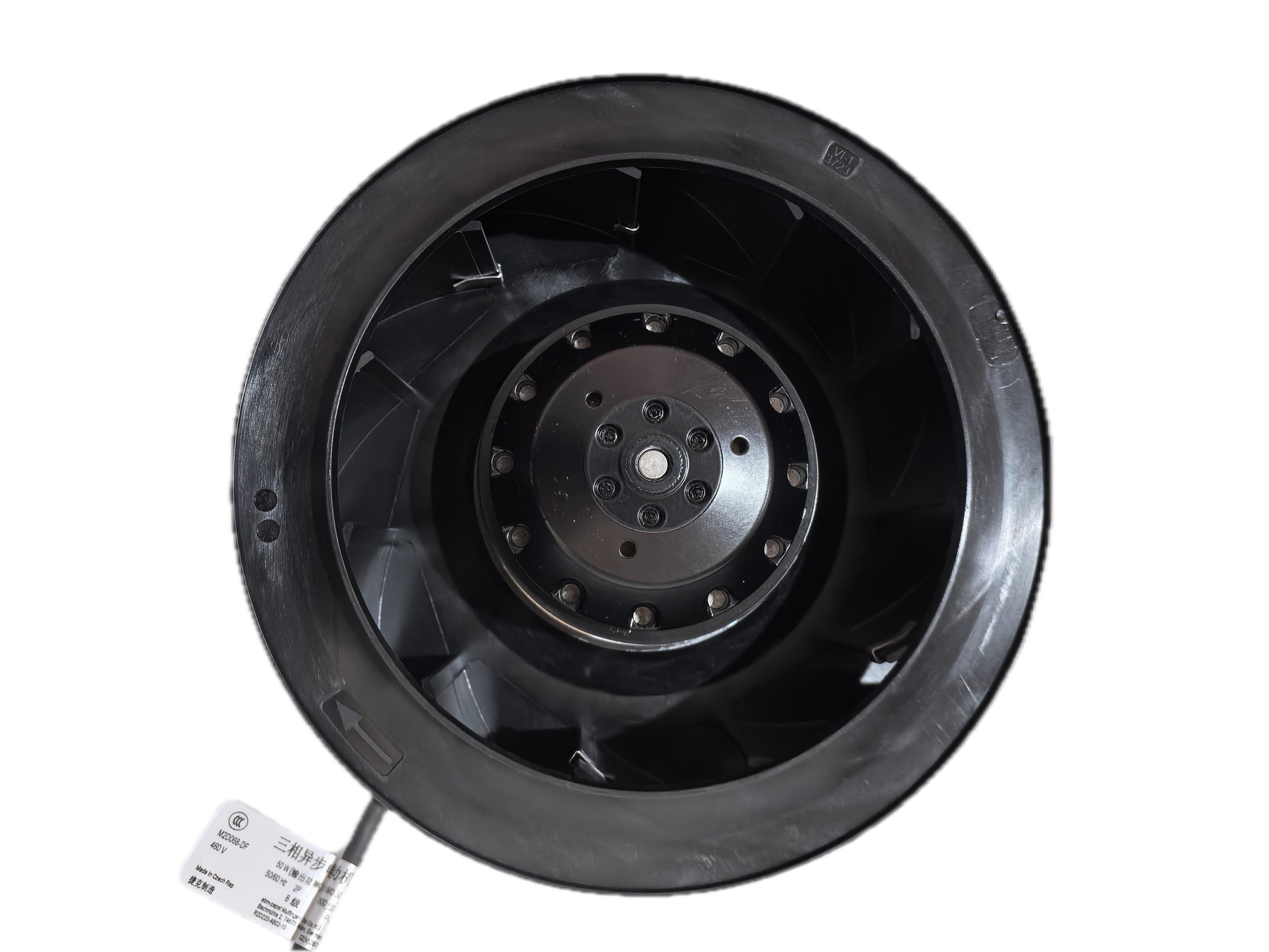 Front view of ebm-papst R2D220-AB02-10 centrifugal fan