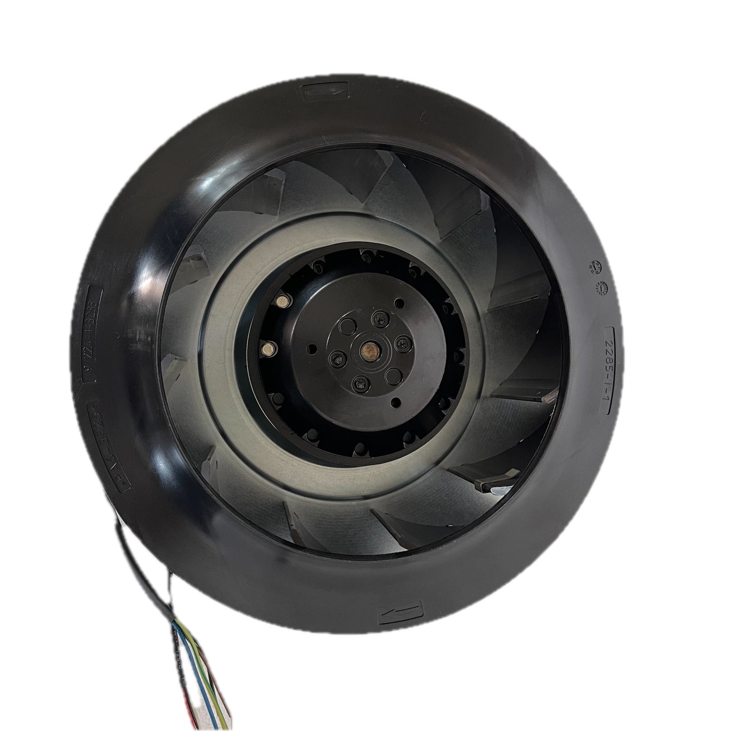 Front view of ebm-papst R2D225-AP02-09 centrifugal fan