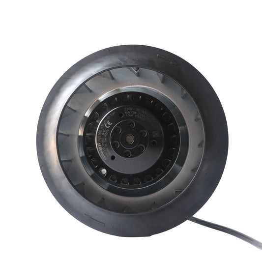 Front view of ebm-papst R2E180-CB28-01 centrifugal fan