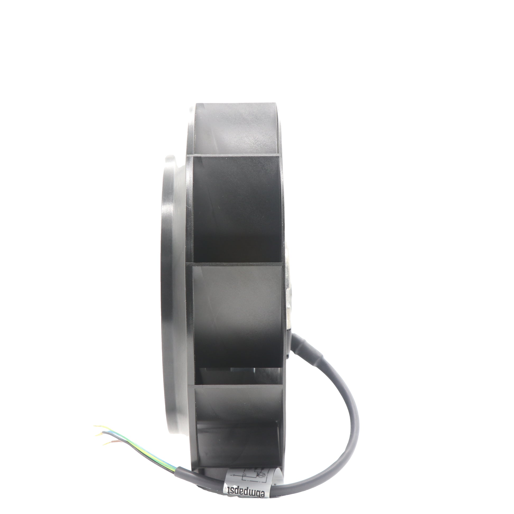 Side view of ebm-papst R2E220-AB08-12 centrifugal fan