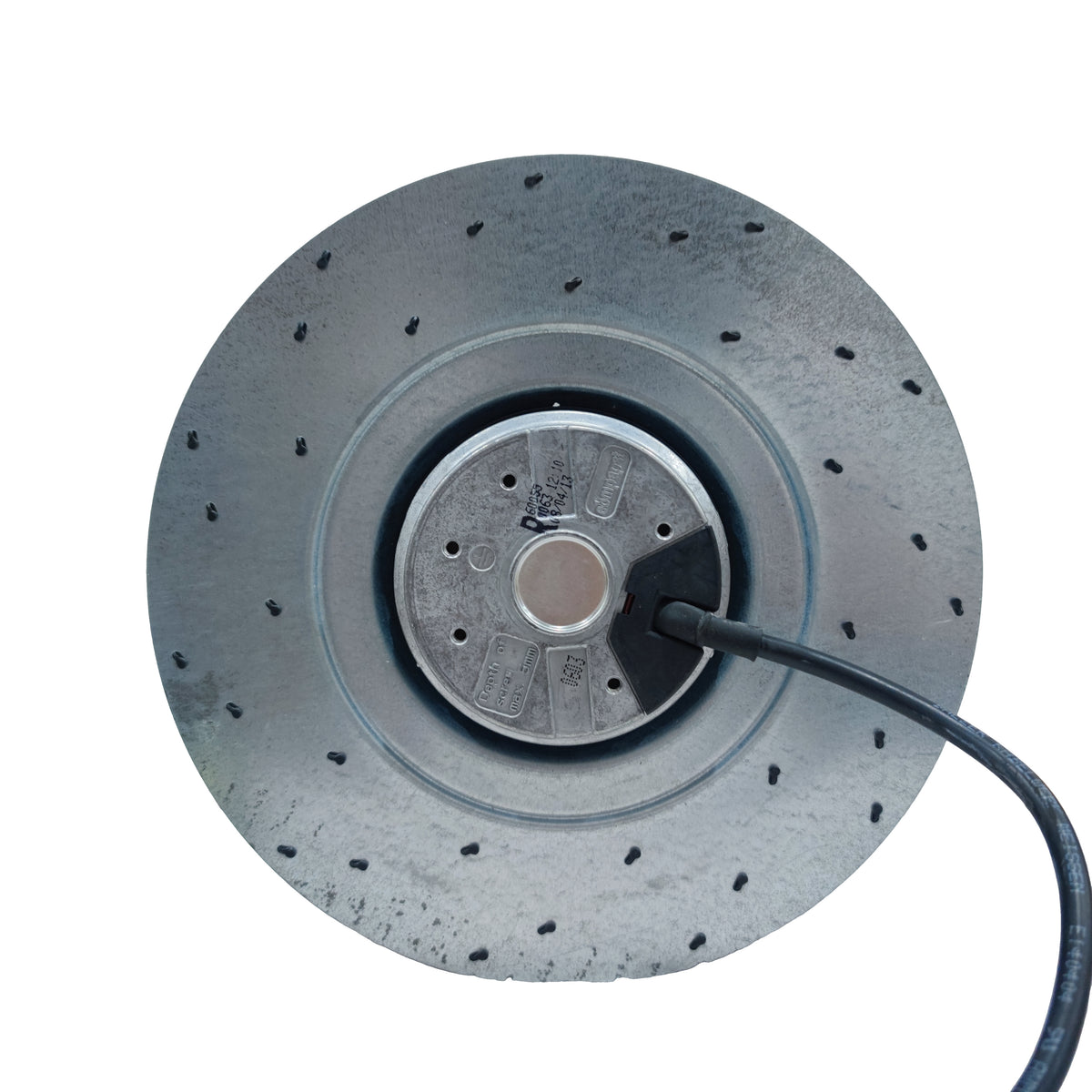 Side view of ebm-papst R2E225-AT52-19 centrifugal fan