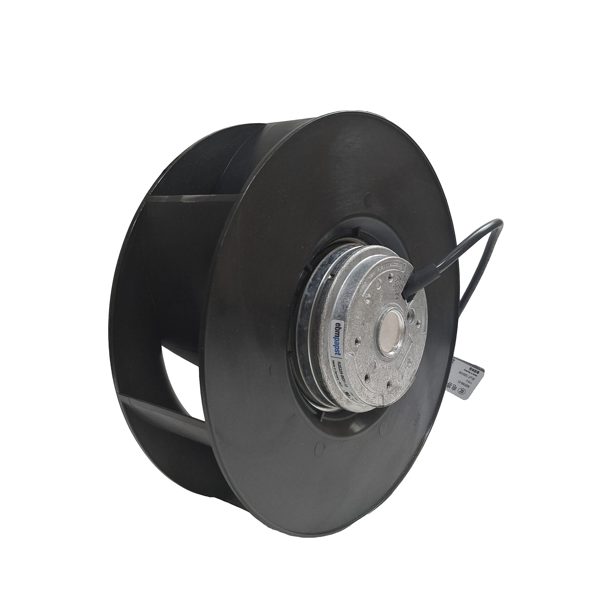 Side view of ebm-papst R2E225-BE51-13 centrifugal fan