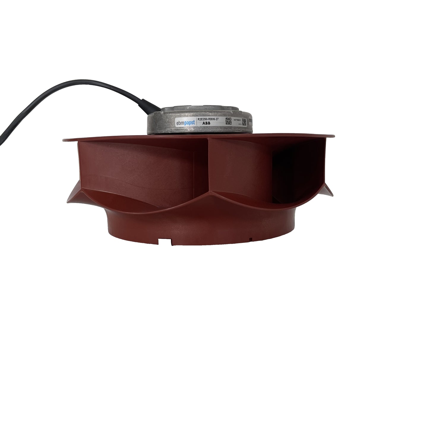 Side view of ebm-papst R2E250-RB06-27 centrifugal fan
