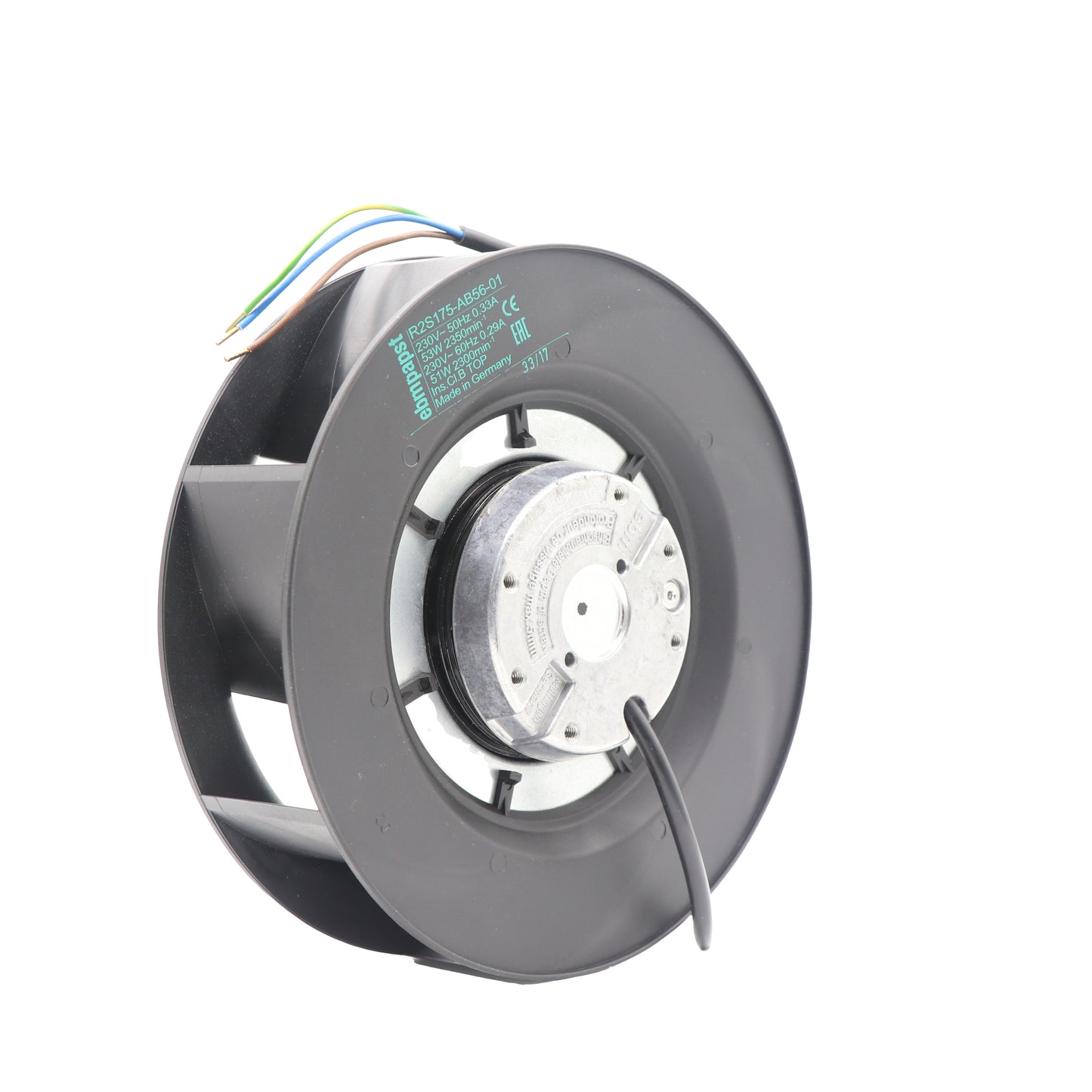 Back view of ebm-papst R2S175-AB56-01 centrifugal fan