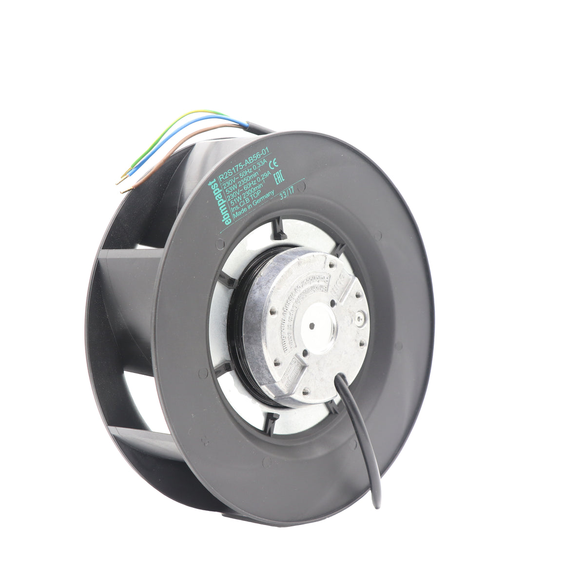 Back view of ebm-papst R2S175-AB56-01 centrifugal fan