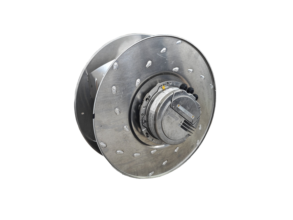 Nameplate detail of ebm-papst R3G450-AG33-01 centrifugal fan