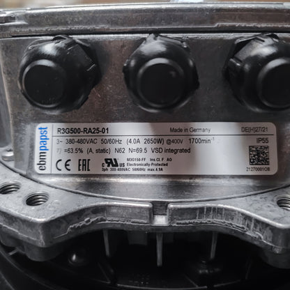 R3G500-RA25-01 Industrial Fan 500mm 400V 1700RPM 6845m³/h 2650W
