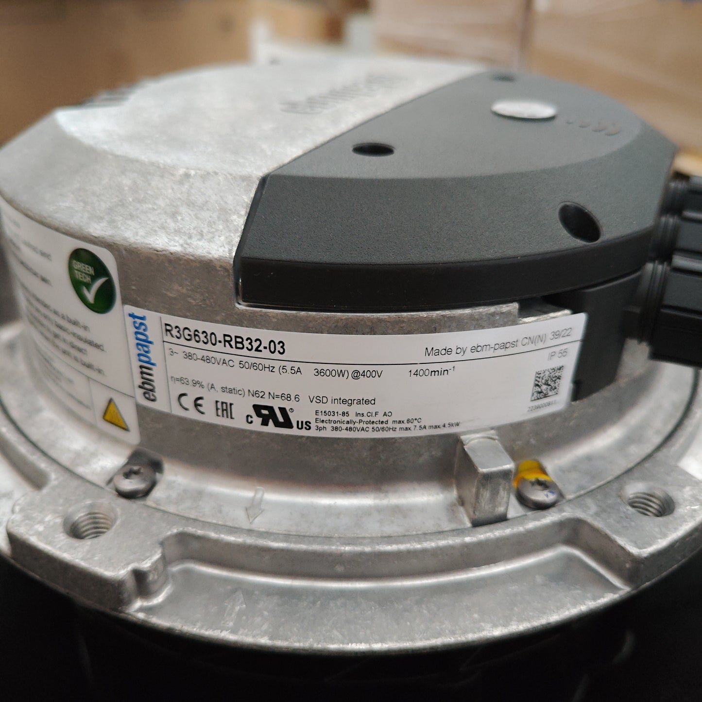 ebmpapst R3G630-RB32-03 Centrifugal Fan 630mm 400V 1400RPM 17980m³/h 3600W 850Pa
