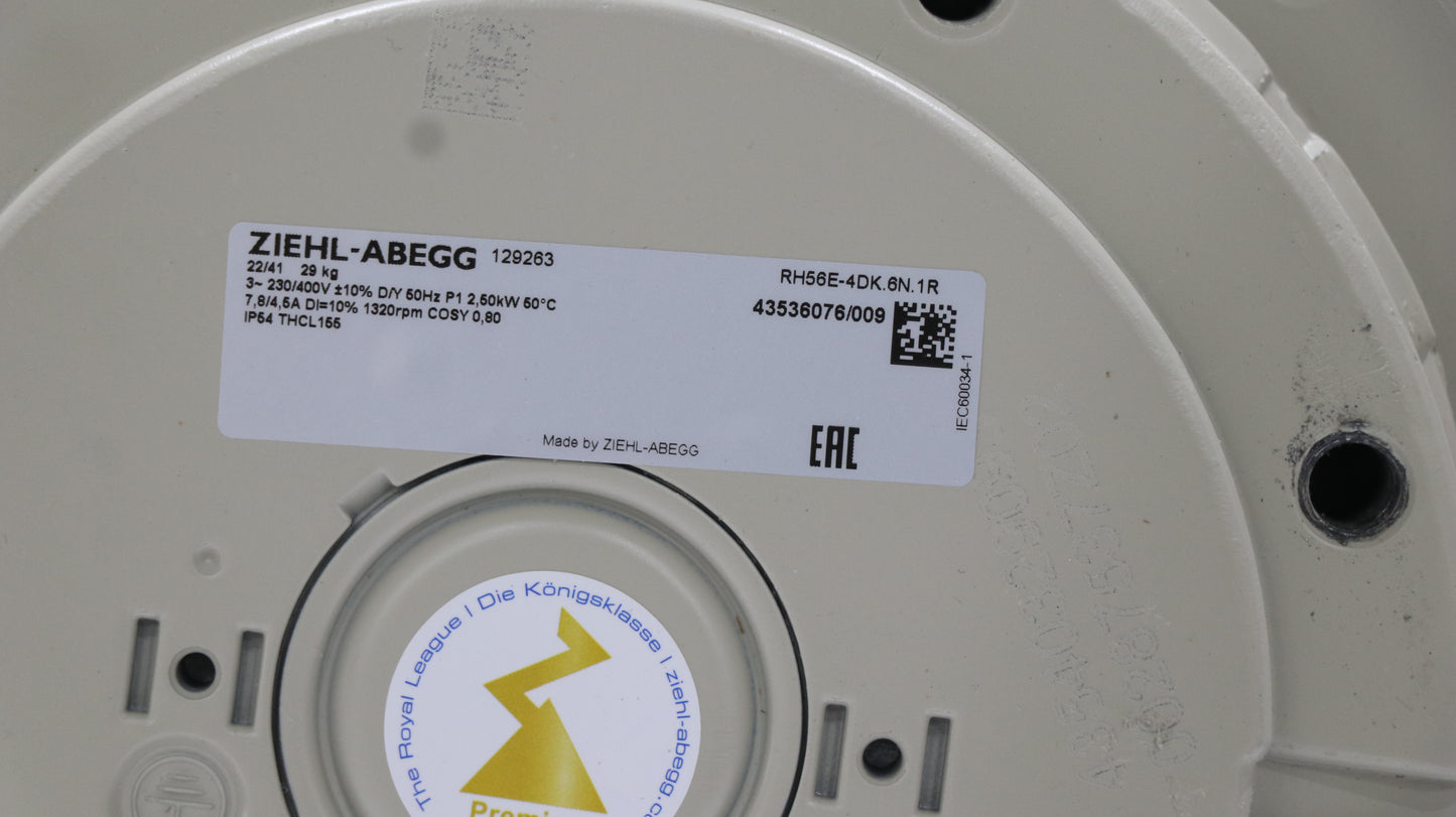 ZIEHL-ABEGG RH56E-4DK.6N.1R Centrifugal Fan 560mm 230V 1320RPM 2500W 910Pa