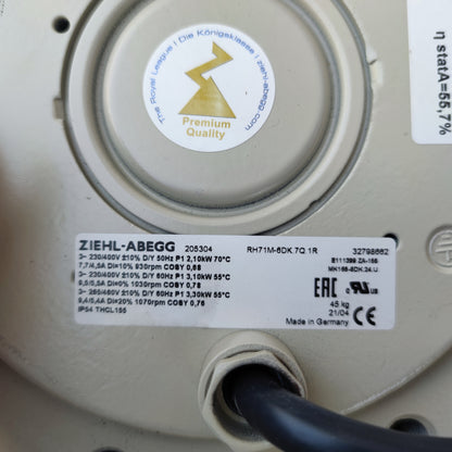 ZIEHL-ABEGG RH71M-6DK.7Q.1R Centrifugal Fan 710mm 230V 930RPM 2100W 800Pa