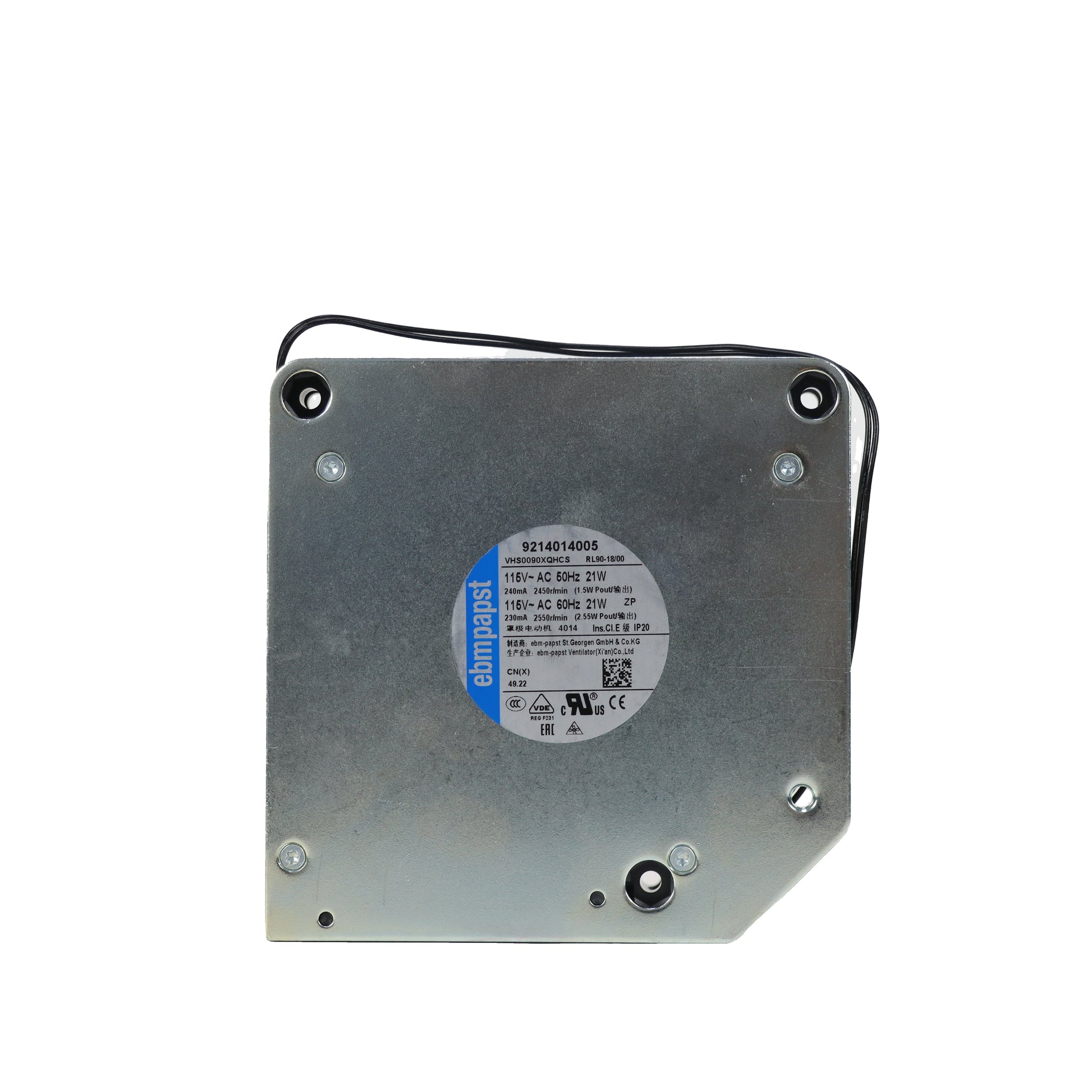 Front view of ebm-papst RL90-18/00 centrifugal fan