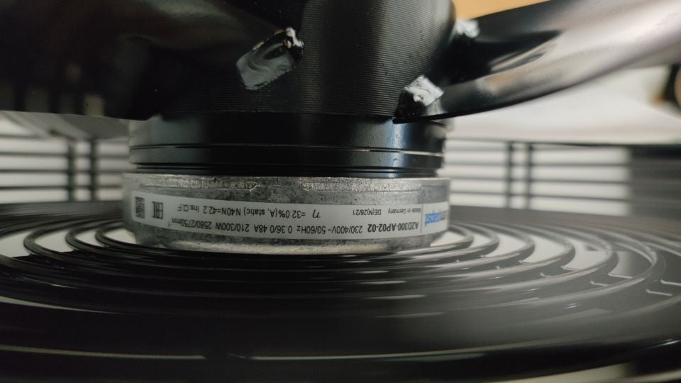 Nameplate detail of ebm-papst S2D300-AP02-31 axial fan