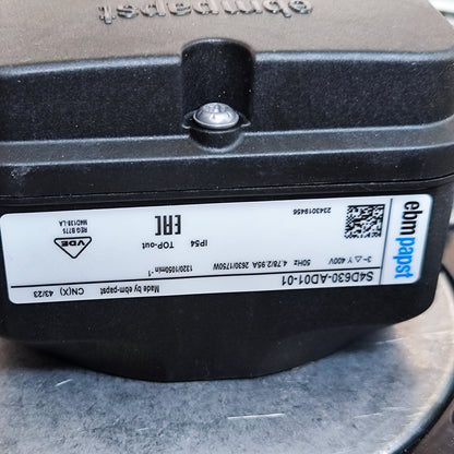 Nameplate detail of ebm-papst S4D630-AD01-01 axial fan