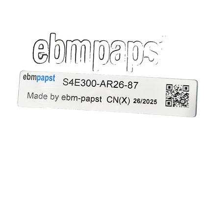 Nameplate detail of ebm-papst S4E300-AR26-87 axial fan
