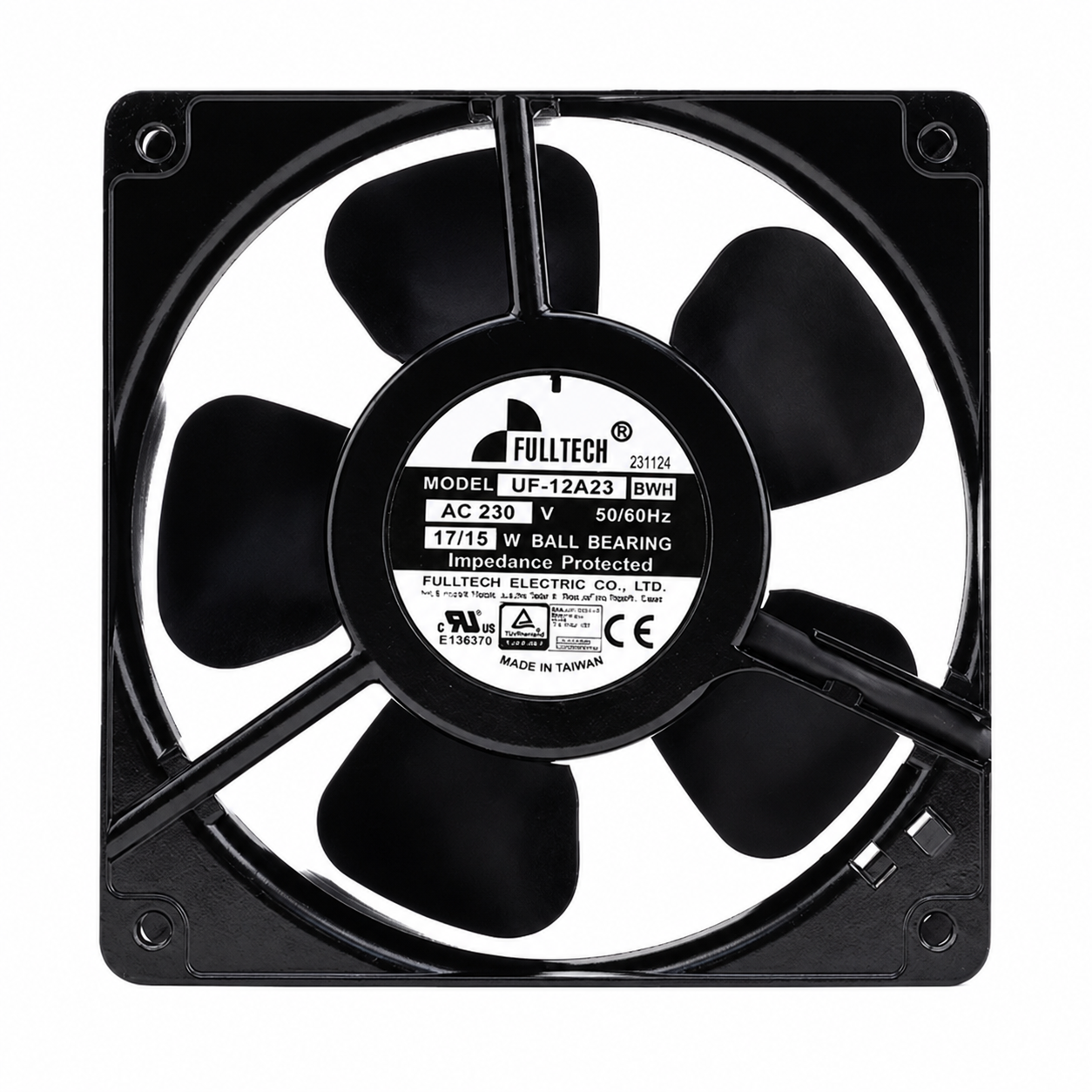 FULLTECH UF-12A23BWH AC Axial Fan 230VAC 50/60Hz 17/15W Ball Bearing