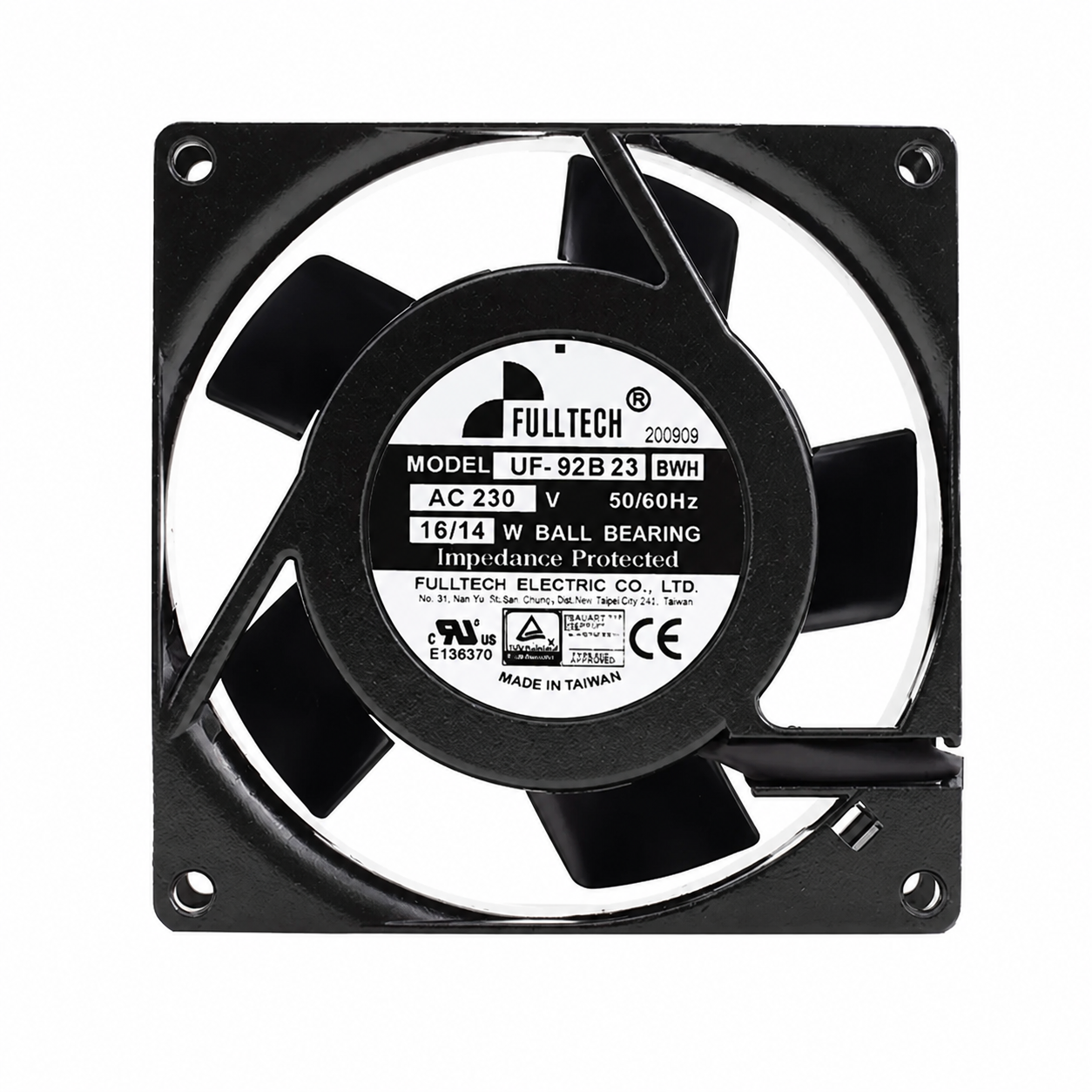 FULLTECH UF-92B23BWH AC Axial Fan 230VAC 50/60Hz Ball Bearing
