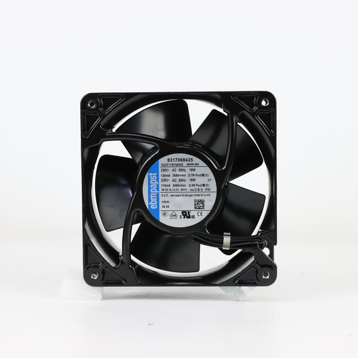 ebm-papst 4650N-465 AC Axial Fan 230V 119×119×38mm 146–170m³/h