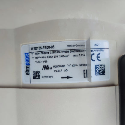 Nameplate detail of ebm-papst W2D155-FB08-05 axial fan