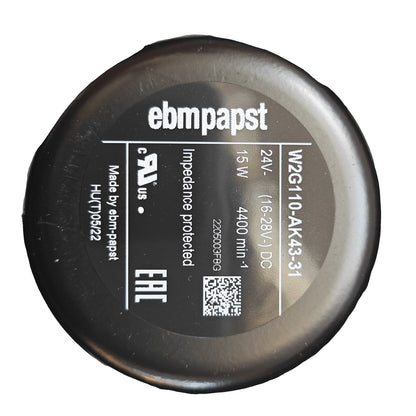 Nameplate detail of ebm-papst W2G110-AK43-31 axial fan