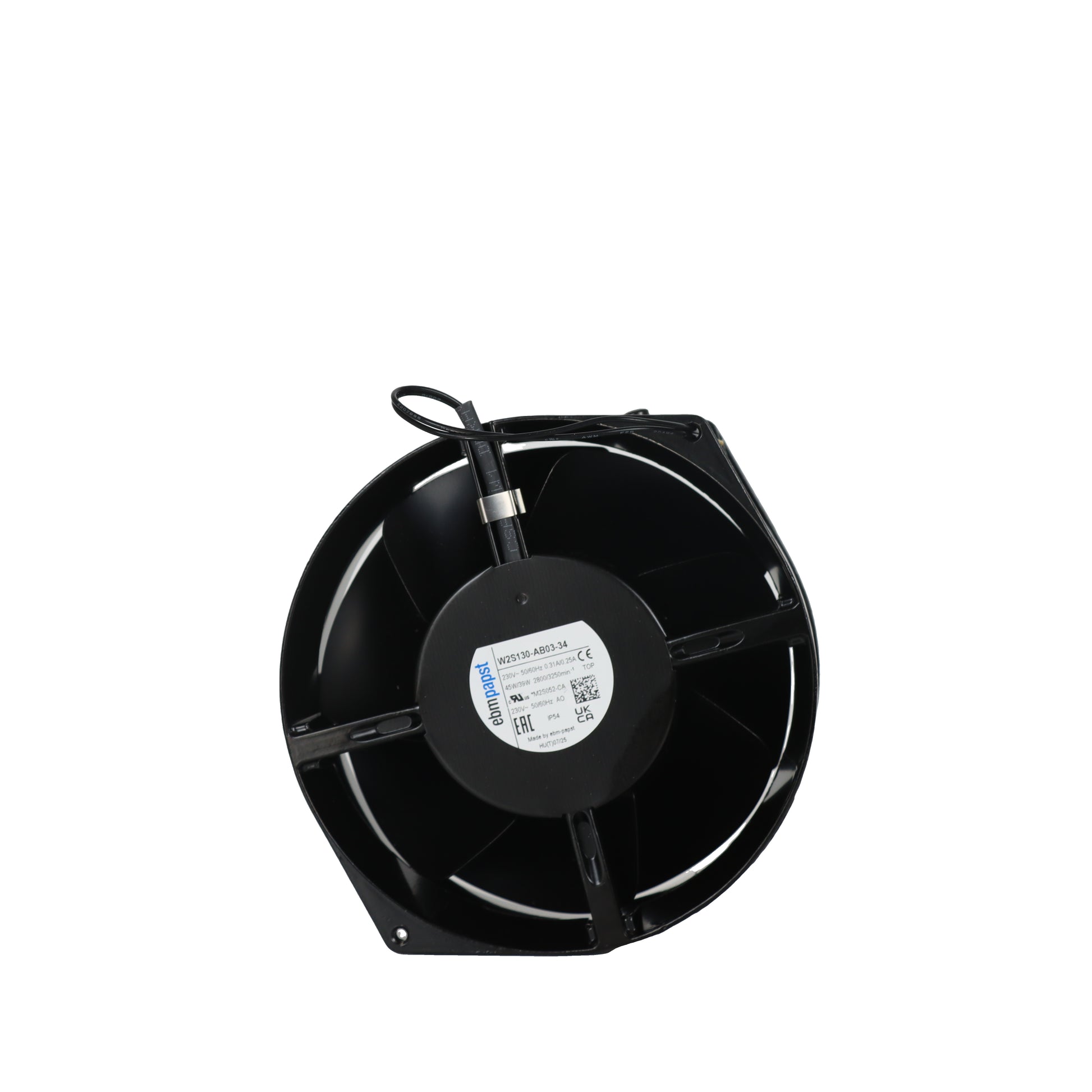 Front view of ebm-papst W2S130-AB03-34 axial fan