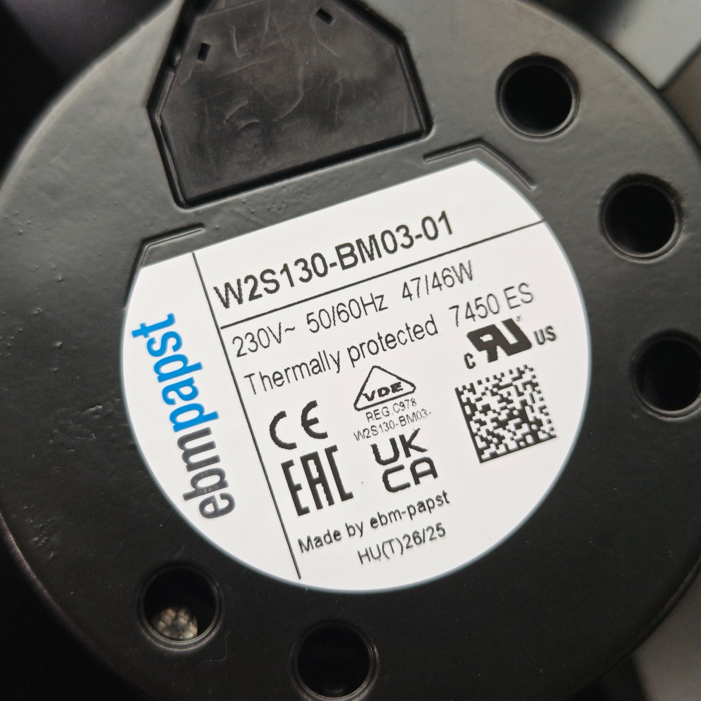 ebmpapst W2S130-BM03-01 385m³/h 47W 230V Axial Fan - Industrial Cooling