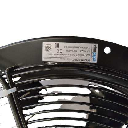 Nameplate detail of ebm-papst W4E400-CP02-31 axial fan