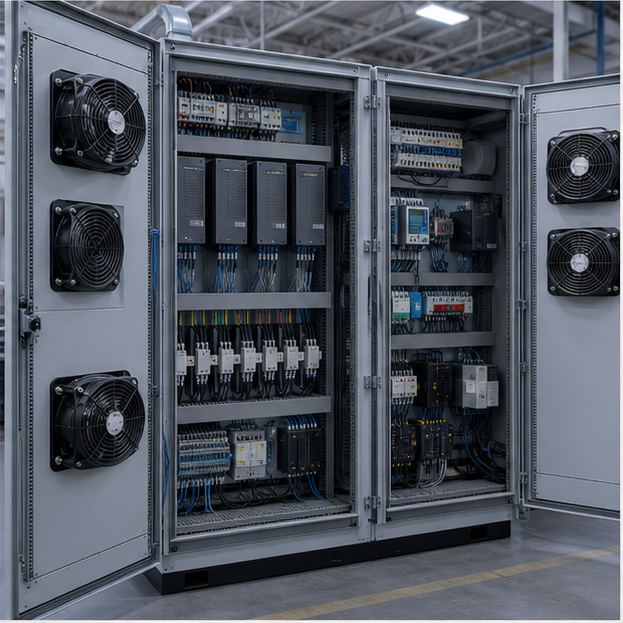 Industrial automation cabinet cooling fans